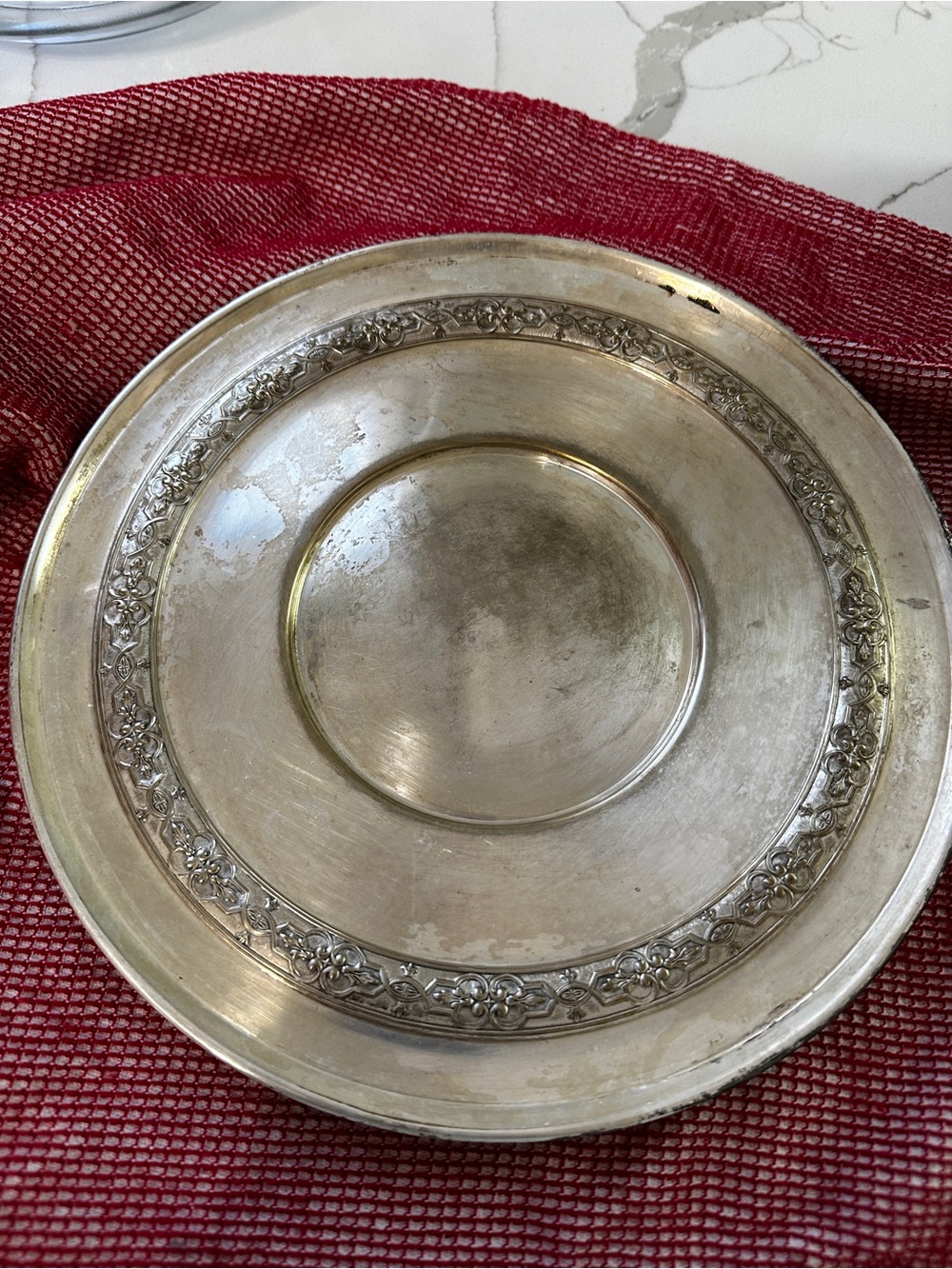 Antique Ornate Silver Decorative plate.
